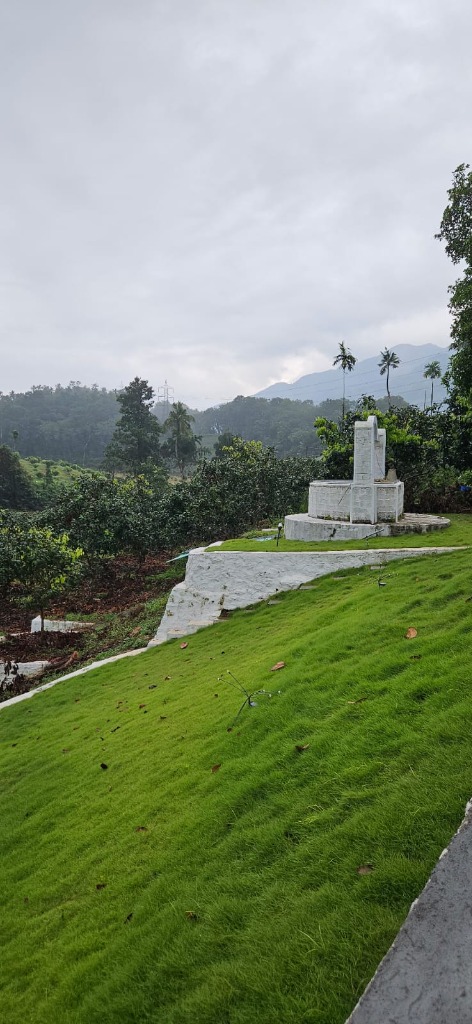 Tranquil landscape scene featuring the historic stone structure
